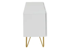Meuble TV design gravé blanc et métal doré L140 cm OZEN