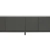 Meuble TV design gris laqué brillant avec rangements L180 cm GRAY