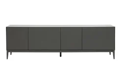 Meuble TV design gris laqué brillant avec rangements L180 cm GRAY
