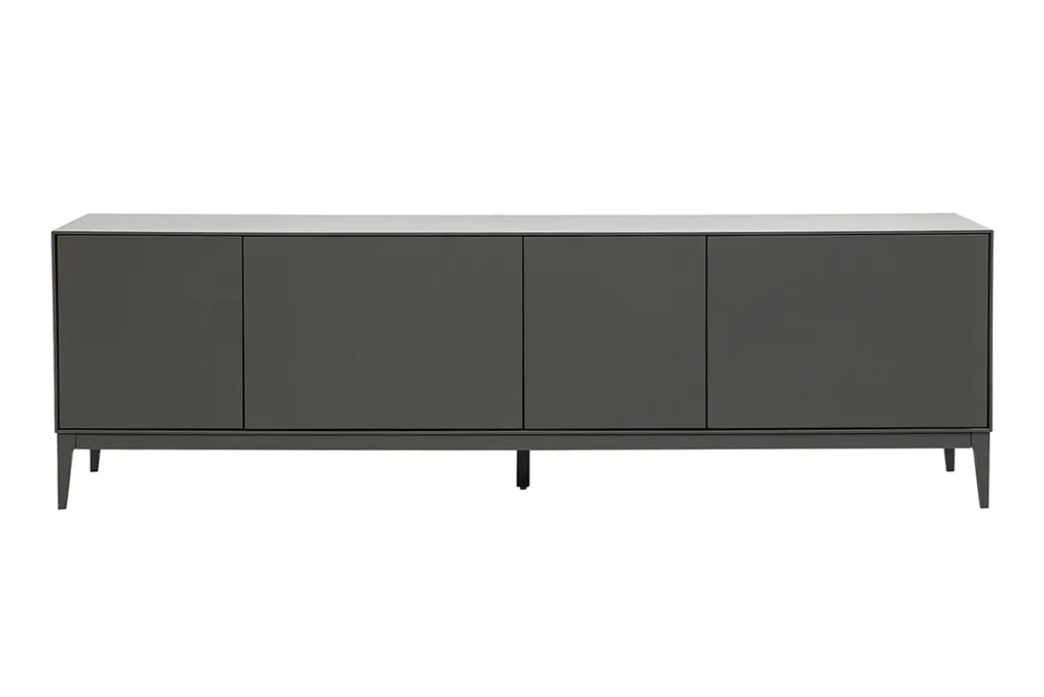 Meuble TV design gris laqué brillant avec rangements L180 cm GRAY