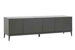 Meuble TV design gris laqué brillant avec rangements L180 cm GRAY