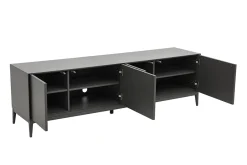 Meuble TV design gris laqué brillant avec rangements L180 cm GRAY