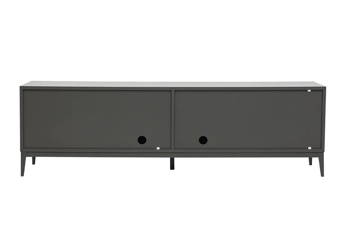 Meuble TV design gris laqué brillant avec rangements L180 cm GRAY