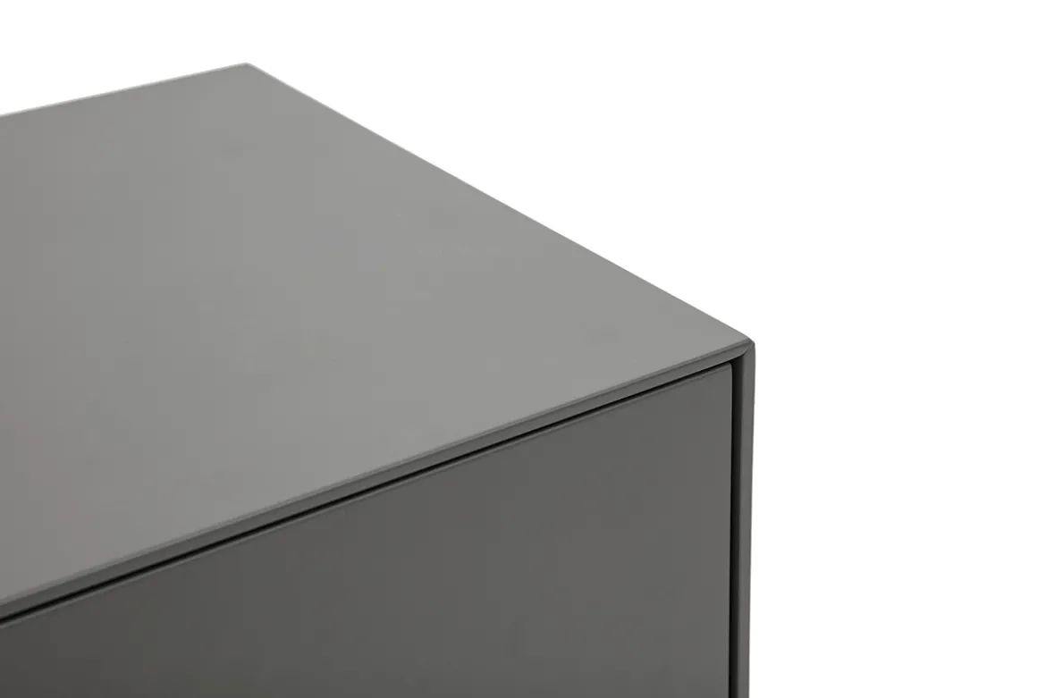 Meuble TV design gris laqué brillant avec rangements L180 cm GRAY