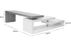 Meuble TV design modulable blanc et bois clair chêne L255 cm MAX