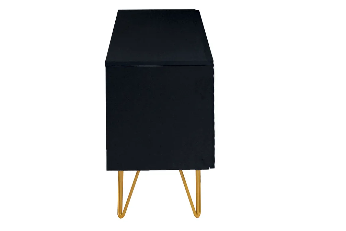 Meuble TV design noir et métal doré L140 cm OZEN