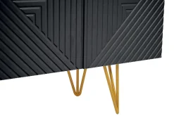 Meuble TV design noir et métal doré L140 cm OZEN