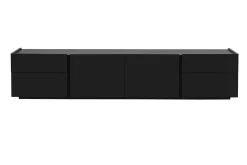 Meuble TV design noir laqué brillant avec rangements L200 cm ISAURE