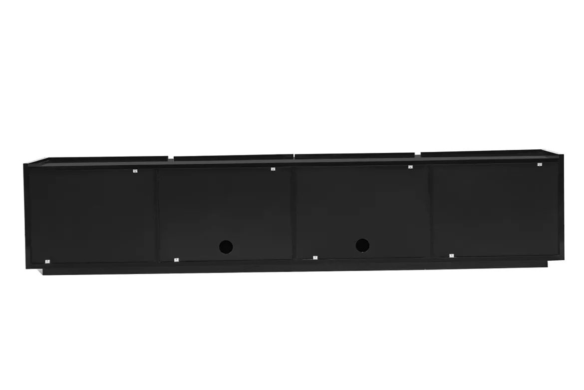 Meuble TV design noir laqué brillant avec rangements L200 cm ISAURE