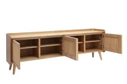Meuble TV en bois clair frêne et cannage rotin L200 cm ELSY