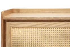 Meuble TV en bois clair frêne et cannage rotin L200 cm ELSY