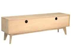 Meuble TV en bois clair manguier massif avec porte coulissante L160 cm ALDA