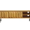 Meuble TV en bois clair manguier massif gravé L160 cm AGRA