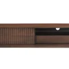Meuble TV en bois foncé manguier massif avec porte coulissante L160 cm ALDA