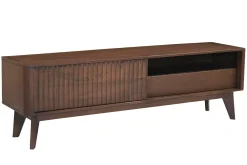 Meuble TV en bois foncé manguier massif avec porte coulissante L160 cm ALDA