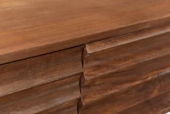 Meuble TV en bois foncé manguier massif et métal noir 3 portes L120 cm ONDA