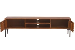 Meuble TV en bois foncé manguier massif et métal noir 2 portes L160 cm ONDA