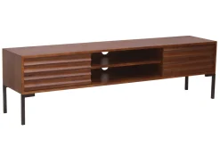 Meuble TV en bois foncé manguier massif et métal noir 2 portes L160 cm ONDA