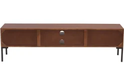 Meuble TV en bois foncé manguier massif et métal noir 2 portes L160 cm ONDA