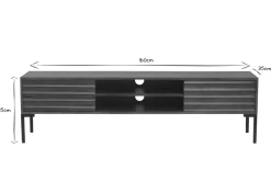 Meuble TV en bois foncé manguier massif et métal noir 2 portes L160 cm ONDA