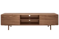 Meuble TV en bois foncé noyer 1 porte 2 tiroirs L180 cm SUVA