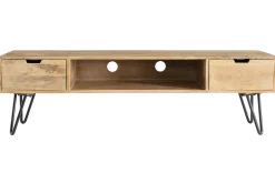 Meuble TV en bois manguier massif et métal noir L150 VIBES
