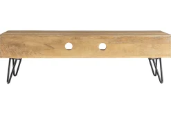 Meuble TV en bois manguier massif et métal noir L150 VIBES