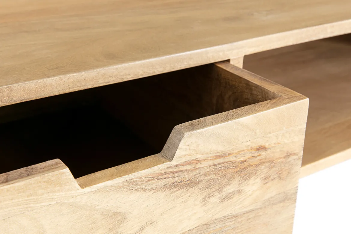 Meuble TV en bois manguier massif et métal noir L150 VIBES