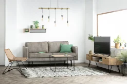 Meuble TV en bois manguier massif et métal noir L150 VIBES