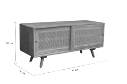 Meuble TV en bois manguier massif et cannage rotin L110 cm ACANGE