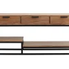 Meuble TV en bois massif et métal noir L115 cm WARREN