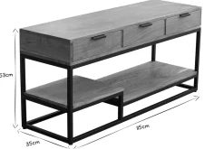 Meuble TV en bois massif et métal noir L115 cm WARREN