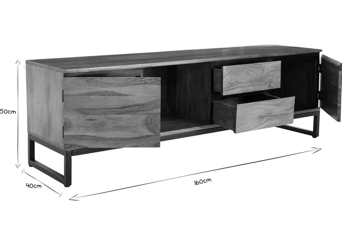 Meuble TV en bois massif L160 cm HOORN