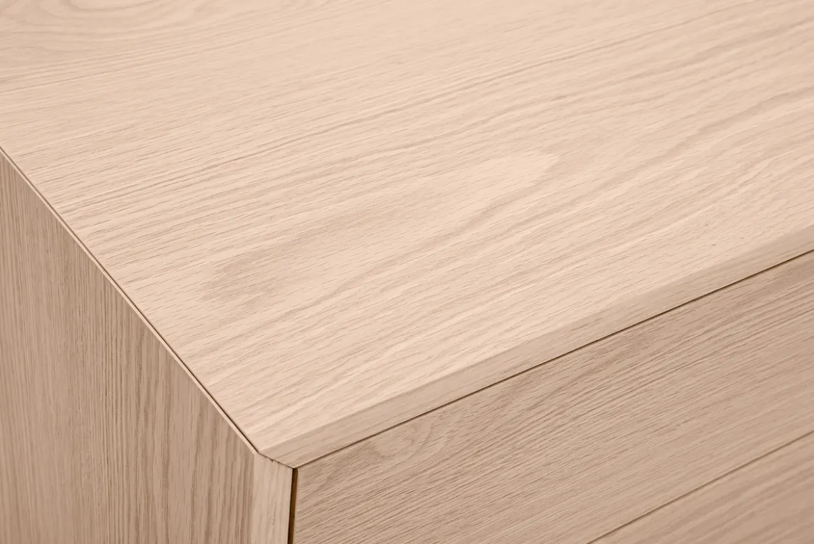 Meuble TV finition bois chêne avec rangements fermés L160 cm MANNY