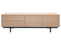Meuble TV finition bois chêne avec rangements fermés L160 cm MANNY