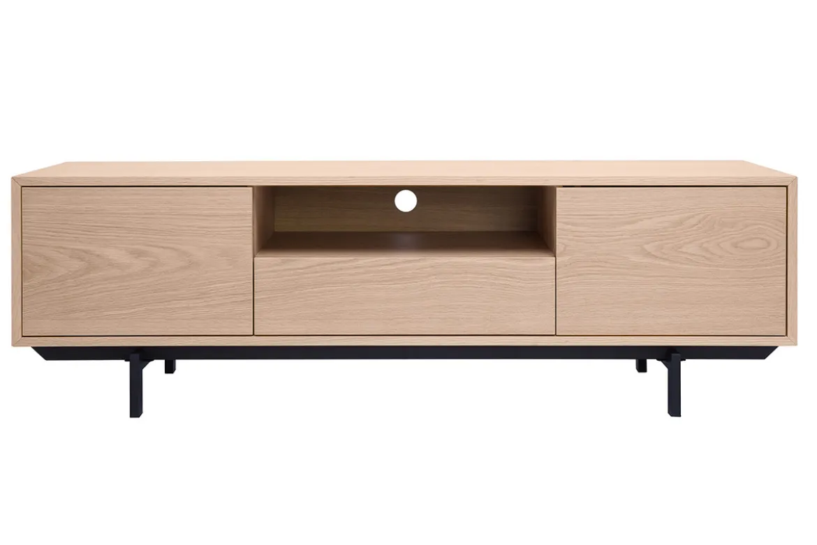 Meuble TV finition bois chêne avec niche ouverte L160 cm MANNY