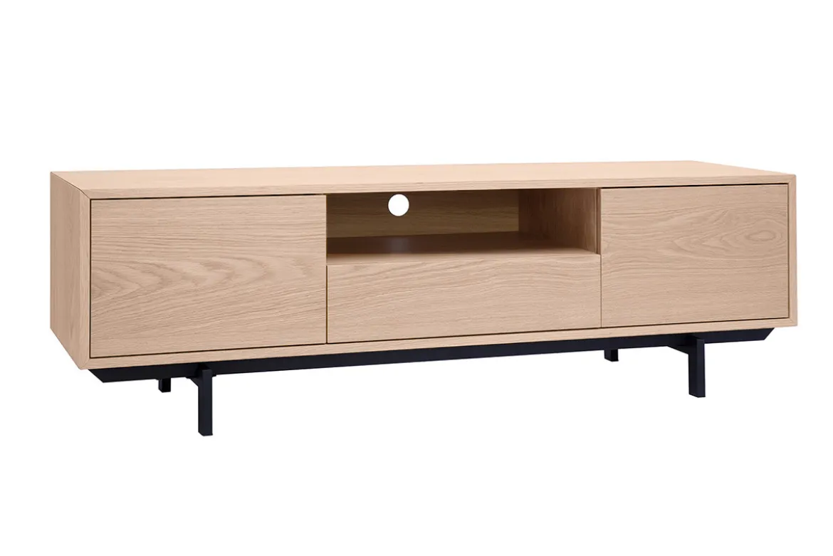 Meuble TV finition bois chêne avec niche ouverte L160 cm MANNY