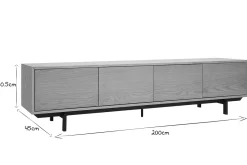 Meuble TV finition bois chêne et métal noir L200 cm MANNY