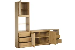 Meuble TV finition bois clair chêne et cannage rotin L196 cm SEVILLE