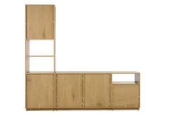 Meuble TV finition bois clair chêne et cannage rotin L196 cm SEVILLE