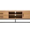 Meuble TV finition bois clair chêne et métal noir L160 cm LOVATO