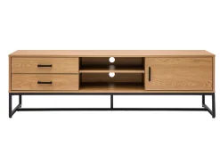 Meuble TV finition bois clair chêne et métal noir L160 cm LOVATO