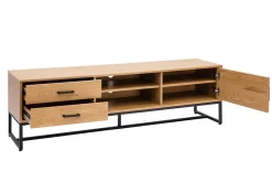 Meuble TV finition bois clair chêne et métal noir L160 cm LOVATO