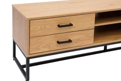 Meuble TV finition bois clair chêne et métal noir L160 cm LOVATO