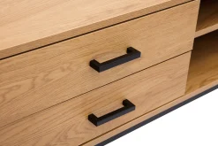 Meuble TV finition bois clair chêne et métal noir L160 cm LOVATO