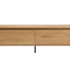 Meuble TV finition bois clair chêne 2 tiroirs L160 cm ARAGON