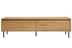 Meuble TV finition bois clair chêne 2 tiroirs L160 cm ARAGON