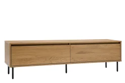 Meuble TV finition bois clair chêne 2 tiroirs L160 cm ARAGON