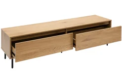 Meuble TV finition bois clair chêne 2 tiroirs L160 cm ARAGON