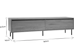 Meuble TV finition bois clair chêne 2 tiroirs L160 cm ARAGON